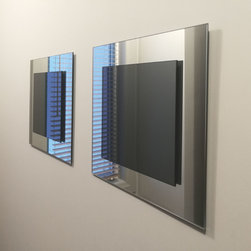 Square Accent Mirrors. Grey on Clear. - Wall Mirrors