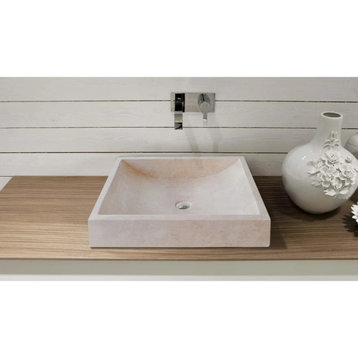 Cappuccino Beige Marble Semi-polished Rectangular Sink (W)18" (L)21.5" (H)5"