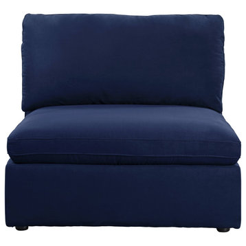Modular, Armless Chair, Blue Fabric
