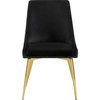 The Draper Dining Chair, Black, Velvet, Gold Base Set of 2