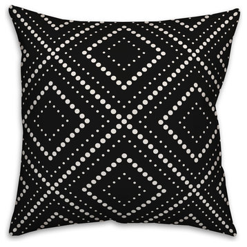 Black and White Dotted Diamond 16x16 Throw Pillow