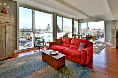 Elegant living room photo in Portland