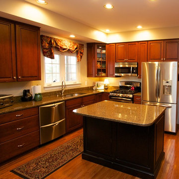 Transitional Cherry Kitchen with Contrasting Island in Ijamsville, MD