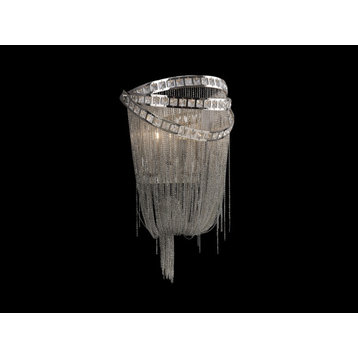 Wilshire Blvd. 2-Light Wall Sconce in Polish Nickel with Crystal