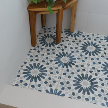 Primary Bathroom Patterned Shower Pan