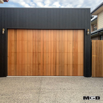 Custom Red Cedar Panel Door & Gates with Vertical Shiplap/Battens