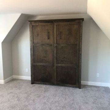 Vertical Queen Size Murphy Bed Cabinet with Walnut Stain Finish