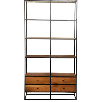Coaster 4-Drawer Farmhouse Wood Etagere with Open Back in Natural