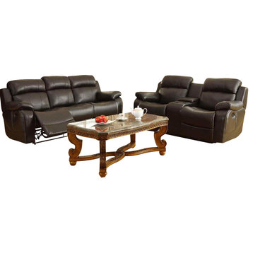 Homelegance Marille 5-Piece Reclining Living Room Set, Black Leather