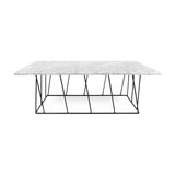 Helix Rectangular Coffee Table, White Marble/Black Steel