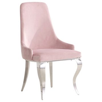 Antoine Upholstered Demi Arm Dining Side Chairs, Set of 2 Side Chair Pink