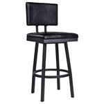 Armen Living - Balboa Armless Stool, Black Powder Coated Finish/Black Faux Leather, Counter Hei - The Armen Living balboa contemporary armless barstool is an excellent choice for the modern household. Featuring an ideal combination of durable brushed stainless steel metal and sleek vintage grey faux leather upholstery, the balboa is certain to attract attention. The Bilboa low upholstered back is designed to provide ideal lumbar support while serving as a beautiful accent. The square upholstered seat is foam padded and features a 360 degree swivel mechanism, allowing for exceptional user mobility while seated. The added round footrest acts as a terrific aesthetic balance while also serving as a great support piece. The Bilboa legs are tipped with floor protectors, assuring that the barstool will not damage hardwood or tile floors when moved. The beautiful armless balboa barstool is sold in two industry standard sizes; 26 inch counter and 30 inch bar Height.