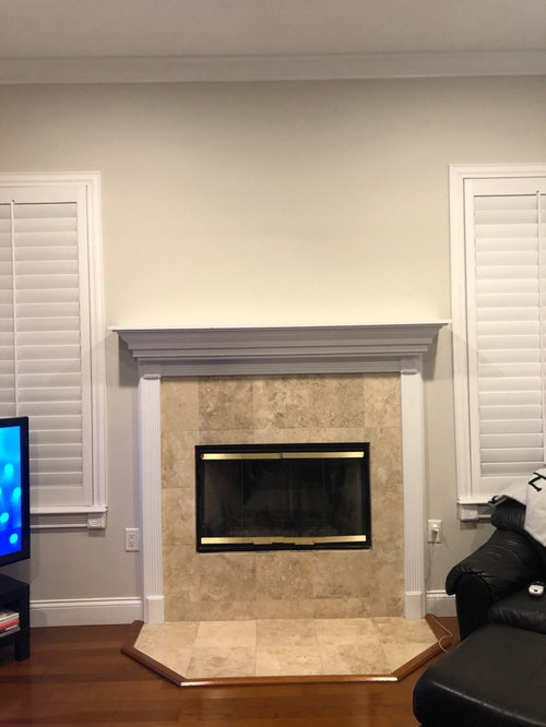 Travertine Tile Fireplace Dilemma, How To Tile Around A Fireplace Opening Smaller