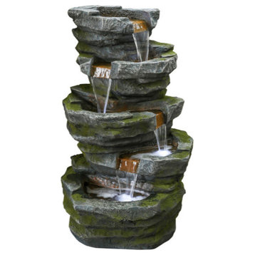 3.25' Stone Gray, Moss Green, and Brown Resin Decorative and Inspiring Artesian
