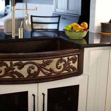 Rounded Front Nickel Scroll Copper Farmhouse Sink by SoLuna