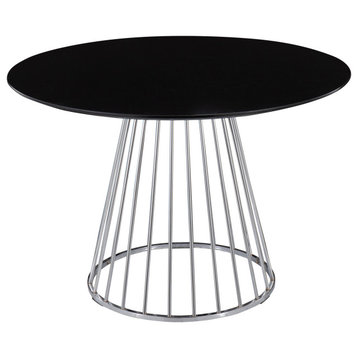 Canary Dining Table, Silver Metal and Black Wood