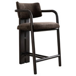 Armen Living - Aaliyah Espresso Solid Wood 26" Barstool, Brindle Brown, Set of 3 - The Aaliyah Espresso Solid Wood Upholstered 26" Counter Height Barstool is a perfect blend of style, comfort, and durability, making it a standout addition to your kitchen, counter, or dining area. With a Brindle Brown upholstered seat and an espresso-finished solid wood frame, this barstool combines a modern aesthetic with traditional craftsmanship. The rectangular seat and low-back design provide a sleek, minimalist look, while the fiber-wrapped foam cushion ensures premium comfort for extended seating. The sturdy rubberwood construction enhances durability, while the espresso finish adds a warm and elegant touch to your decor. This barstool features a built-in armrest for extra support, making it ideal for casual dining or entertaining guests. Designed with practicality in mind, the plastic glides on the legs protect your flooring, ensuring long-lasting functionality. The Aaliyah Barstool comes with a 1-year warranty covering fabric and frames. No assembly is required, making it a hassle-free addition to your home. This product includes three barstools.