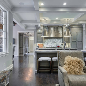 Transitional Living Room and Kitchen Collaboration