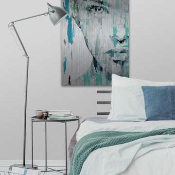 "Half Face Portrait" Painting Print on Brushed Aluminum