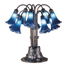 22" Blue Pond Lily 10-Light Table Lamp