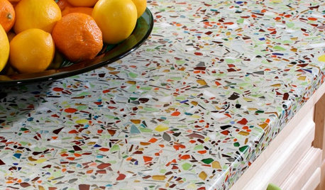 Kitchen Counters: Sturdy, Striking Recycled Glass With Cement