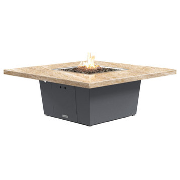 Square Fire Pit Table, 56x56, Propane, So Cal Special Granite, Gray