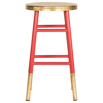 Safavieh Emery Dipped Gold Leaf Counterstool, Red