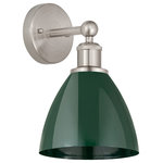 Innovations Lighting - Innovations Plymouth Dome 1-Light 8" Sconce, Satin Nickel/Green - Innovation at its finest and a true game changer. Edison marries the best of our Franklin and Ballston collections to give you versatility of design and uncompromising construction. Edison fixtures are industrial-inspired and can be customized with glass or metal shades from both the Franklin and Ballston collections.