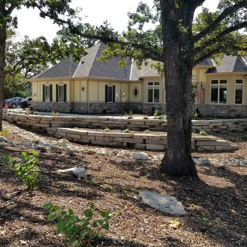 Outcropping Retaining Walls and Dry Creek Bed