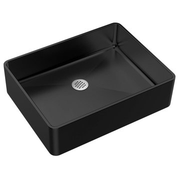 Dowell Stainless Steel Rectangle Vessel Sink, Black