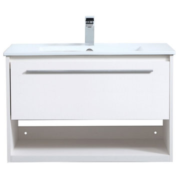 Elegant VF43030WH 30"Single Bathroom Floating Vanity, White