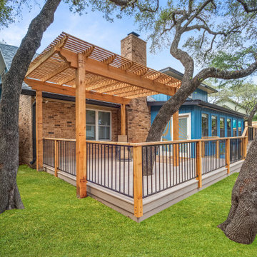 Composite deck and cedar pergola