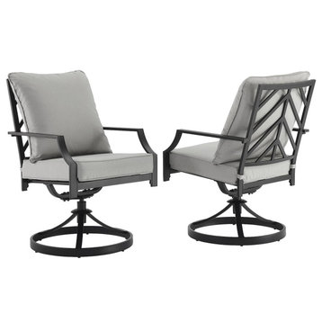 Otto 2Pc Swivel Outdoor Dining Chair Set Gray/Matte Black