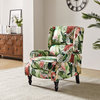 Modern Push-Back Plaid Recliner with Rolled Armrest, Tropical