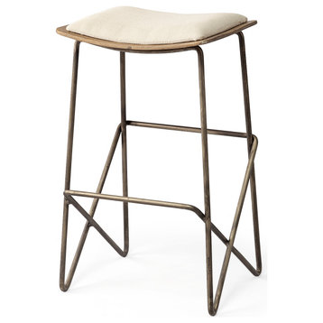 Katniss Cream Fabric Seat with Gold Metal Frame Counter Stool