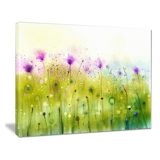 Designart Blooming Purple Flowers in Meadow Large Flower Canvas