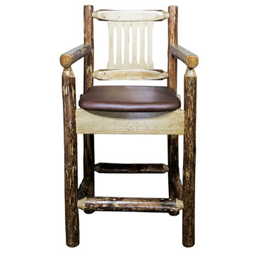Glacier Country Counter Height Captain's Barstool, Saddle Upholstery