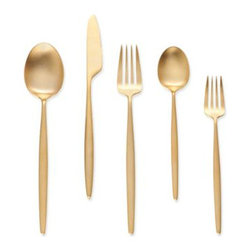 "Night" 5 Piece Place Setting, Gold - Flatware And Silverware Sets