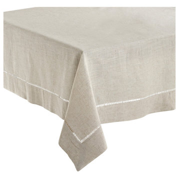 Hemstitched Design Toscana Tablecloth, 65"x84", Natural