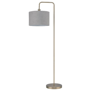 Barden 58" Floor Lamp, Brass/Shade: Light Gray Velvet