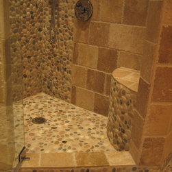 Island Stone pebble bathroom design - Wall And Floor Tile