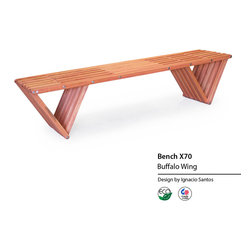 Backless solid Wood Modern Design Bench 70 by GloDea - Indoor Benches