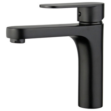 Donostia Single Handle Bathroom Vanity Faucet, Polished Chrome, Black