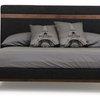 Nova Domus Dali Modern Gray Fabric and Walnut Bed, Eastern King