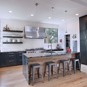 Transitional Dark Wood Kitchen with Modern Accents