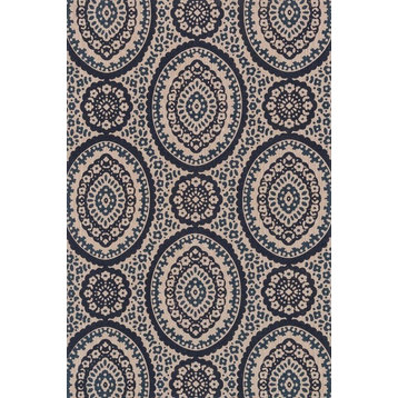 Vero VO-02 Rug, Natural and Navy, 5'x7'6"