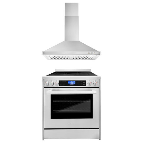 2-Piece Kitchen, 30" Electric Range and 30" Wall Mount Range Hood