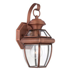 Newbury 1-Light Small Wall Lantern, Aged Copper, Clear Beveled Glass
