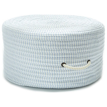 Colonial Mills Pouf Ticking Fabric Stripe Pouf Blue Round, 20"x20"x11"