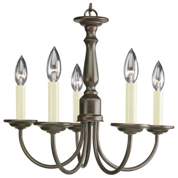 5-Light Chandelier, Antique Bronze With Ivory Candle Sleeves